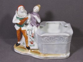 Vintage Ashtray Planter Trinkets Porcelain 3.75&quot; x 3&quot; Jester &amp; Lady Japan - £8.32 GBP