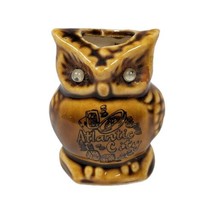 Vintage Atlantic City Souvenir Brown Ceramic Owl Toothpick Holder Googly Eyes - £14.97 GBP