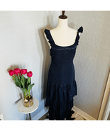 LIKELY Animal Print Tiered Midi Dress, Navy/Blue, Size 6, ADJUSTABLE STR... - $135.40 CAD