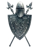 Armor Iron Shield with Swords & Lion Figure, Wall Hanging 16''T - VINTAGE - MINT - $50.04
