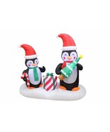 5 Ft Tall Inflatable Christmas Tree Penguins Gift Box Candy Cane Yard De... - $69.29