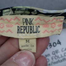 Pink Republic Shirt Womens M Black Floral Short Sleeve Scoop Neck Back Zip Top - £17.89 GBP
