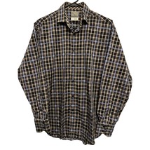 Thomas Dean Shirt Medium Checks Casual Button Down Black Brown Tan Cotton - £7.07 GBP