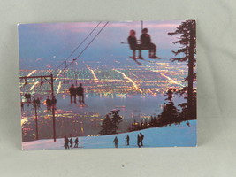 Vintage Postcard - Skier Night View of Vancouver from Grouse Mountain - NCPR - £11.81 GBP