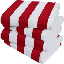 4 Red Towels Utopia Cabana Stripe Beach Towel 30 x60 Inch  Pool Towel Pack  - $62.99
