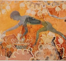 1927 Blue Boy Saffron Gatherer Lithograph Art Print 1600-1300 BC Antique Knossos - $67.50