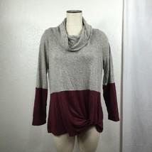 24/7 Maurices Cowl Neck Sweater Womens 0X Long Sleeve Colorblock Gray Maroon Top - £20.39 GBP