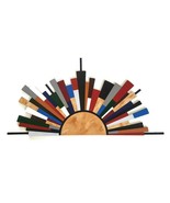 Mid Century Zen Twilight Sunburst Wall Sculpture, colorful Wood Wall Art... - $424.99