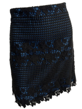 Ann Taylor Loft Blue Skirt with Black Lace Overlay Pencil Skirt Size 10 - £14.95 GBP