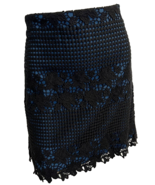 Ann Taylor Loft Blue Skirt with Black Lace Overlay Pencil Skirt Size 10 - £15.00 GBP