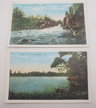 Menominee Michigan Postcard Lot of 2 Unposted Davis Falls &amp; Thunder Lake - $12.67