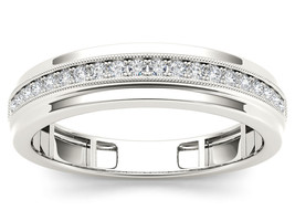 Solid 10K White Gold 0.25 Ct Diamond Men&#39;s Wedding Band Ring - £327.72 GBP