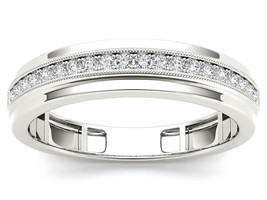 Solid 10K White Gold 0.25 Ct Diamond Men&#39;s Wedding Band Ring - £317.19 GBP