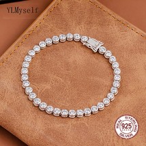 Solid Silver 15-18CM Solid Real 925 Sterling Silver Bracelet With 3mm Sparkly Zi - £60.23 GBP