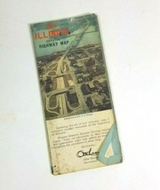 1961 Illinois Official State Highway Road Map Vintage Folding Glovebox Map - $8.42