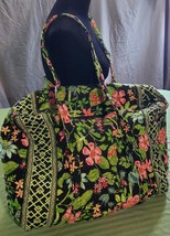 Chic Floral Quilted Weekender Bag - Vibrant Black &amp; Pink Design - $25.15