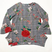 Isabel Womens Blouse Size Medium Floral Long Sleeve Round Neck Cotton - $9.34