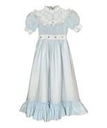 Vtg Girls Long Dress Beautique By Chris Lynch 80s  Blue w/ Lace Prairie ... - $69.29