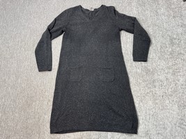 J Jill Dress Women Medium Gray Sweater Knit Silk Blend Pockets Long Slee... - $24.74