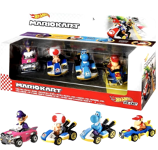 Hot Wheels Mario Kart 4 Pack Die-Cast Set [Limited Donkey Kong W/Mach 8] - £39.92 GBP