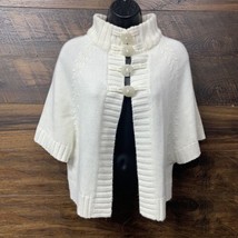 Allison Brittney Kimono Sweater Mock Neck Cardigan White Small Hook Loop Buttons - £17.87 GBP