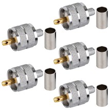 Pack Of 5 Uhf Pl-259 Pl259 Male Crimp Coax Connector Adapter Rf Connecto... - £20.45 GBP