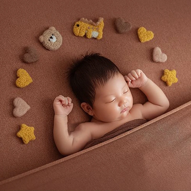  7 10 pcs set newborn photography props diy handmade baby wool felt dinosaur stars love thumb200