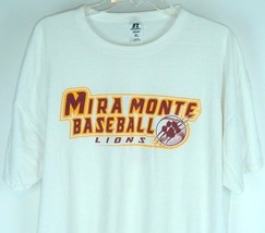 Mira Monte Baseball Lions White Tee Shirt Russell XL - $19.75