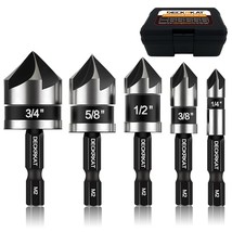 5 Pcs Countersink Drill Bit Set, Industrial Grade M2 High-Speed Steel, 82 - $32.99