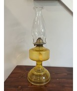 Vintage Kerosene Oil Lit Lamp Light Gold Yellow Glass Eagle Brass Pedest... - $49.46