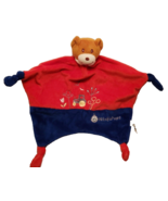Teddy Bear Tractor Lovey Knot Cornered Security Blanket Red Blue Baby Wi... - $14.38