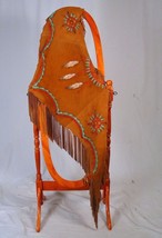 Western Style Feather Shield Leather Shawl Deer Suede W Fringes 72″ X 22&quot; - $349.00