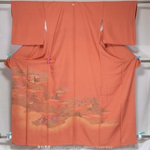 Dark Peach with Metallic Embroidery Tomesode - Ancient Japan Scenery Vin... - £103.11 GBP