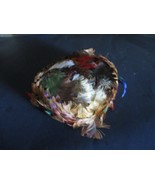 VTG. PILLBOX HAT PHEASANT FEATHERED RED/GREEN/BROWN/IVORY/BLUE AUTUMN - €13,98 EUR