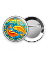 PISCES ZODIAC HOROSCOPE ASTROLOGY SIGN SYMBOL ART PIN PINBACK BUTTON GIF... - $12.14+