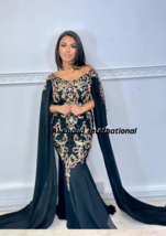 Bridesmaid Casual Black Dress Long Kaftan Dubai  Moroccan Abaya Maxi Roy... - $185.30