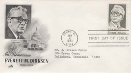 First Day Cover In Memoriam Everett M. Dirksen 1896 - 1969 Pekin, Il - $1.73
