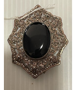 Vintage Brooch Pin 925 STERLING SILVER Marcasite Onxy - $33.33 CAD