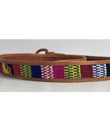 Leather and Colorful Woven Tapestry Belt Made in Guatemala Sz 38 - $25.69