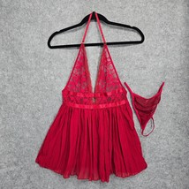 BE WICKED Babydoll Dress Women Medium Red Sheer Lace Halter Neck Chiffon... - £10.39 GBP