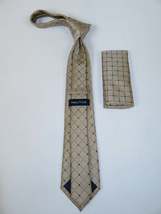 Men's  Nautica Tie and Hankie Set Woven Silky Feel #Nautica-1 Beige image 4
