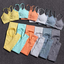 Seamless Yoga Set | Gym Workout Clothes for Women | Push Up Bra High Wai... - $24.02+