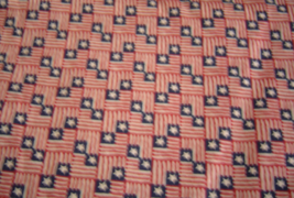  American United States Flags Fabric Red Blue Cream Cotton Fabric Quilt Craft  - £11.98 GBP