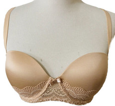 Auden Size 32D Bra Padded Push Up Beige Lacey Sexy Adjustable Straps Underwire - $16.88