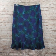 Chicos Design Woman Skirt Size 1 (M) Blue Geometrical Pleated Bottom Side Zipper - $20.62