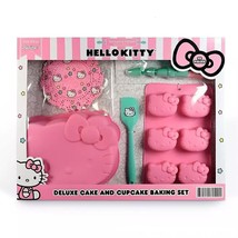 NEW SANRIO Hello Kitty Deluxe Silicone Cake &amp; Cupcake Baking Set 23 pcs BPA FREE - £32.06 GBP