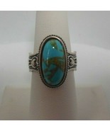 Stamped S925 Faux Turquoise Cabochon Ring Heart Size 8 - $26.08 CAD