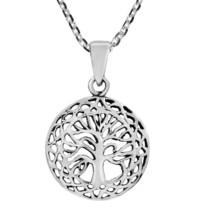 Mystic Rooted Celtic Tree of Life Sterling Silver Pendant Necklace - £12.28 GBP