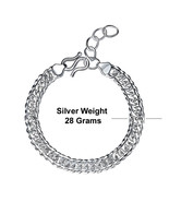 Men&#39;s Silver Bracelet, 1 cm Width, 990 Pure Silver, Cuban Link Chain, Ad... - $129.00