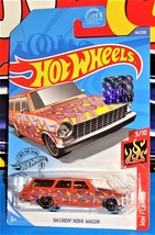 Hot Wheels Factory Set 2020 HW Flames Series #141 &#39;64 Chevy Nova Wagon Orange - £2.74 GBP